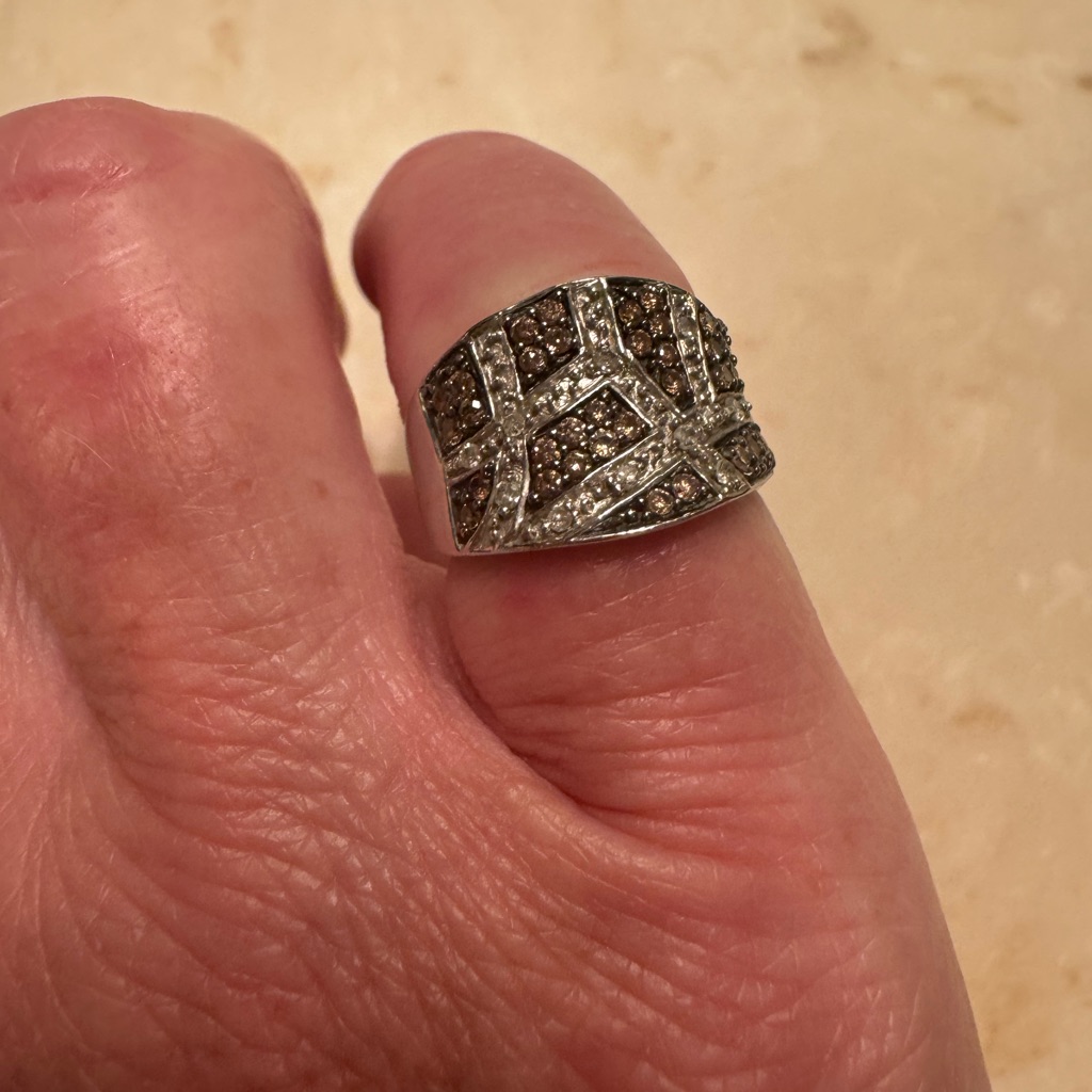 Diamond Champagne White Rhodium Ring